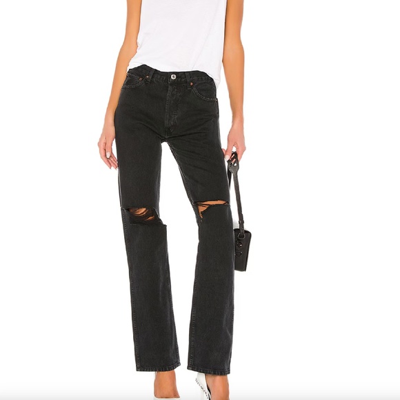 Re/Done Originals Washed Distressed Jeans - Picture 1 of 13
